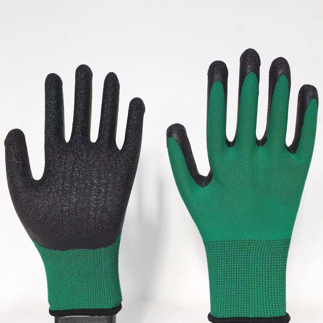 13G polyester latex crinked palm safety gloves 1