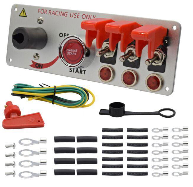 12/24V Aluminium Alloy Race Car Ignition Switch Panel HXYJ3021