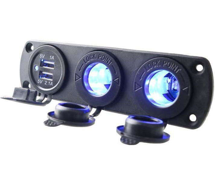 Name:5V/3.1A 12v Dual Usb Charger Socket Panel Mount With Dual Cigarette Lighter