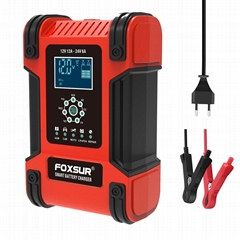 FOXSUR 12A Pulse Repair Charger LiFePO4 Motorcycle Car Battery Charger