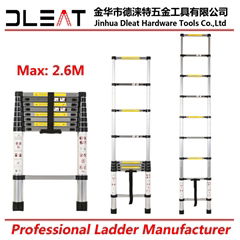 Dleat 2.6m aluminum single telescopic ladder