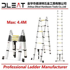 Dleat 2.2m+2.2m aluminum double telescopic ladder