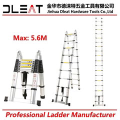 Dleat 2.8m+2.8m aluminum double telescopic ladder