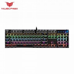 Mechanical keyboard 104 key multimedia knobs punk green axis cable esports game 