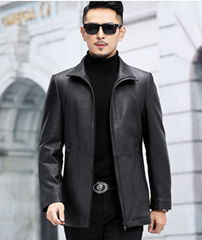 Butterfly leather jacket goatskin lapel dance dress men's down jacket men