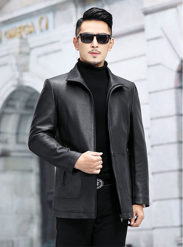 Butterfly leather jacket goatskin lapel dance dress men's down jacket men 3