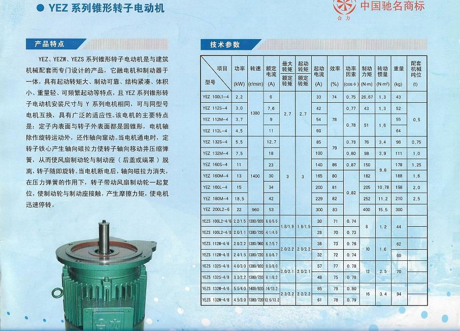 南京特種電機廠YEZ112L-4 4.5KW建築電機 5