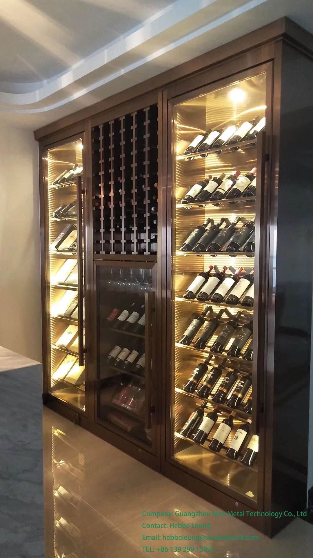 Stainless Steel Wine Whiskey Display Cabinet Wine Rack Cabinet 3