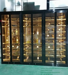 Modern Gold Stainless Steel Metal Glass Bar Storage and Red Wine Cabinets