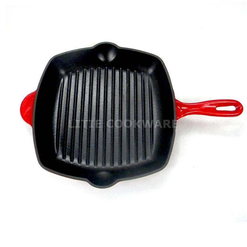 10 Inch Square Enamel Cast Iron Grill Pan      Bakeware Supplier  3