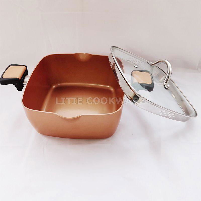 Multifunctional Square Pasta Pot With Spouts Strainer Lid  5