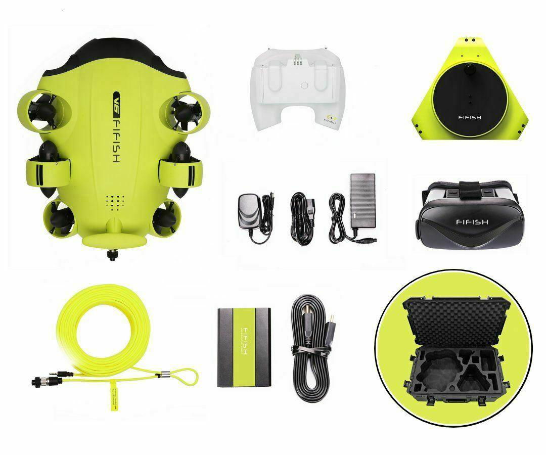 New QYSEA FIFISH V6 Underwater Drone + VR Box + 100M Cable + Spool + 64GInternal