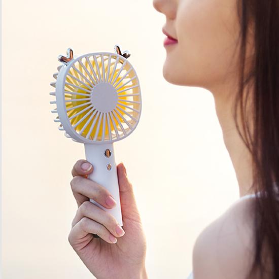 Cute Small Fan USB Rechargeable Desktop Portable Fan With LED Light 4