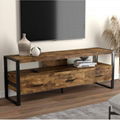 Rustic TV stand with metal frame 1