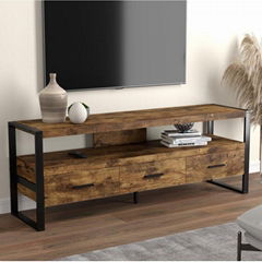 Rustic TV stand with metal frame