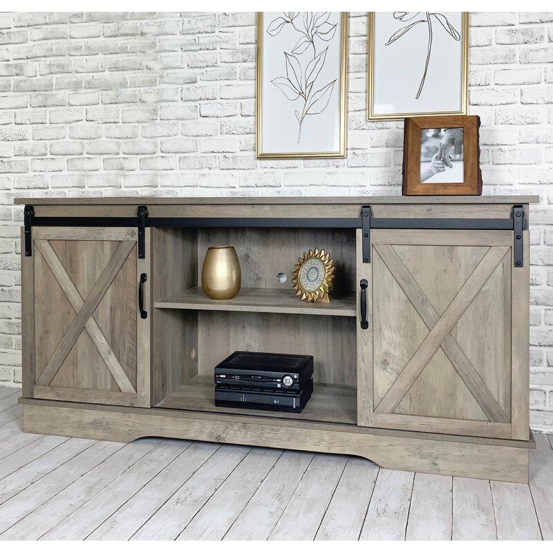 TV stand with 2 barn doors 2