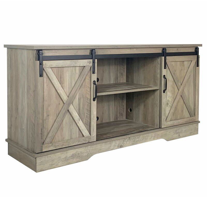 TV stand with 2 barn doors 3