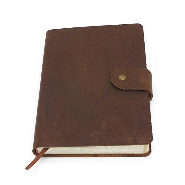Vintage crazy horse genuine leather writing journal handmade with embossed LOGO