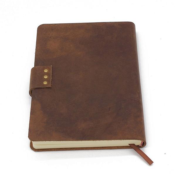 Vintage crazy horse genuine leather writing journal handmade with embossed LOGO 2