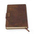 Vintage crazy horse genuine leather writing journal handmade with embossed LOGO 2