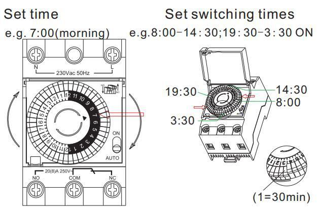 Analogue time switch Din rail 24H timer  5