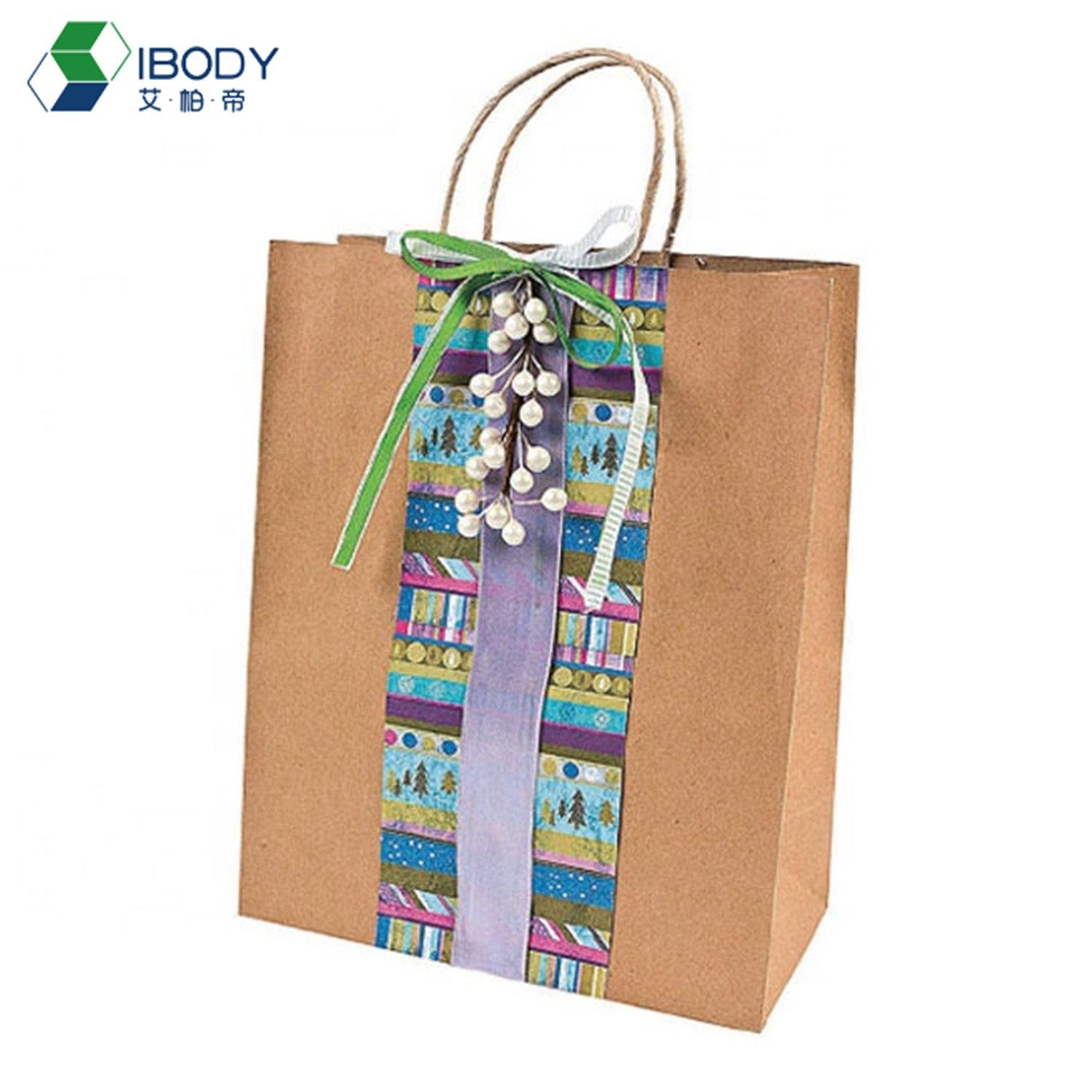 Customized take away food bag fashion brown kraft paper shopping bag
