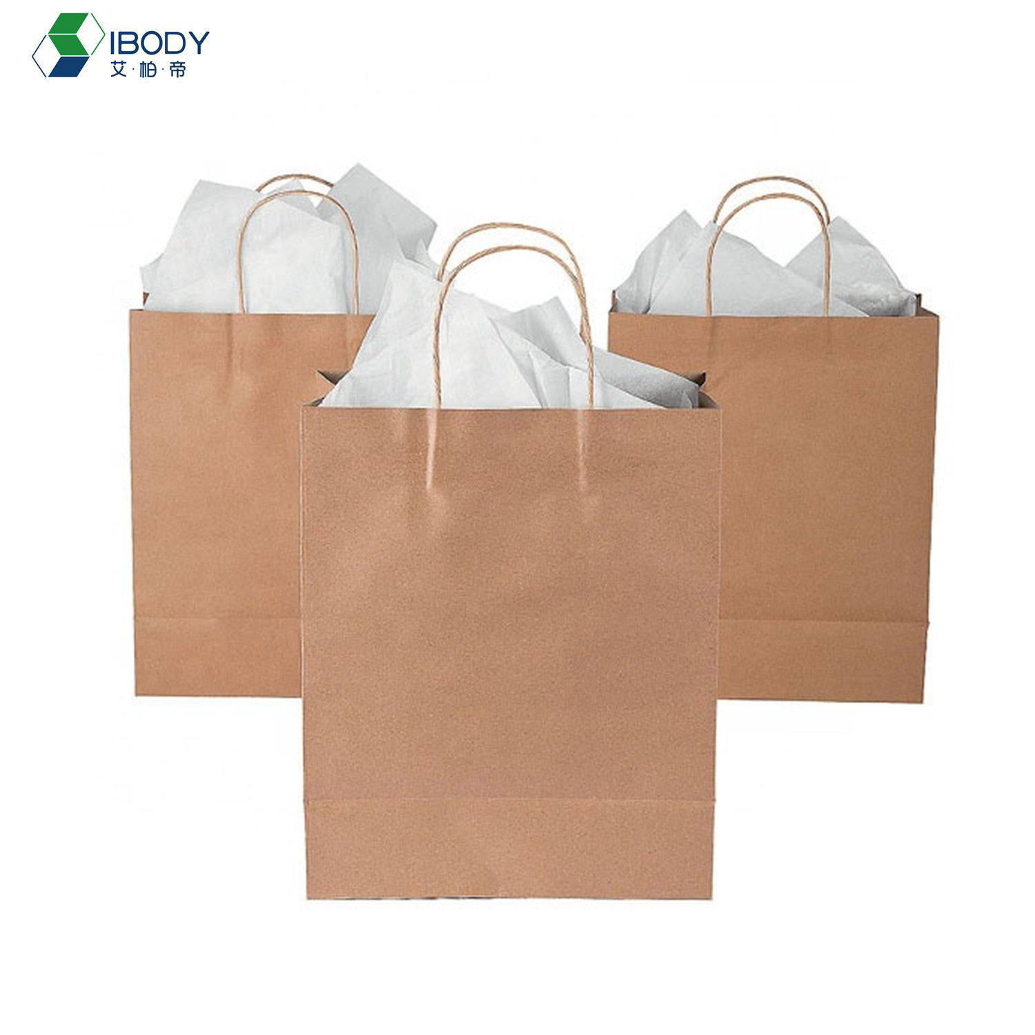 Customized take away food bag fashion brown kraft paper shopping bag 2