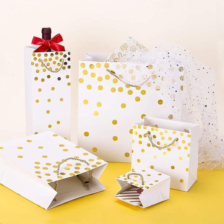 Custom logo printing white kraft paper shopping bag gift packaging bag 5