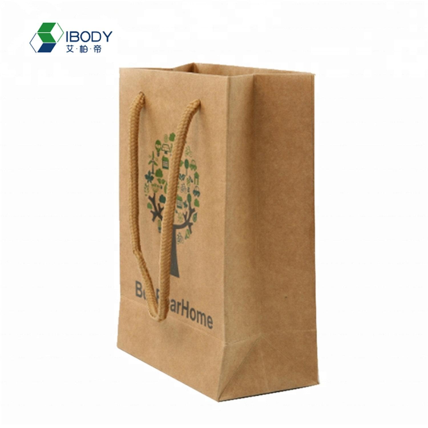 Wholesale new design custom logo printing shopping brown kraft paper bag with ha 2
