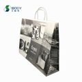 Recycled shopping bag with handle in reusable white kraft paper food paper bag