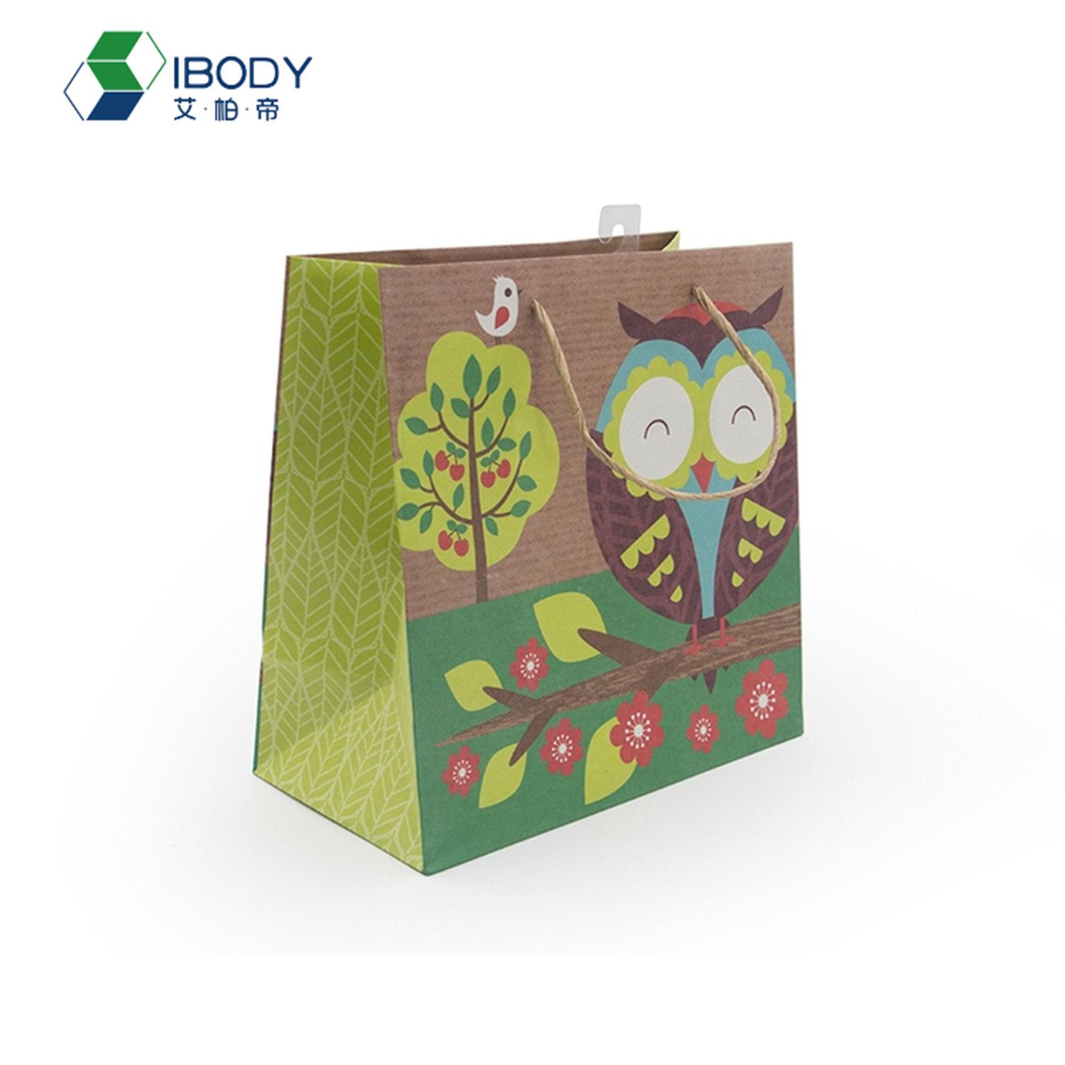 Custom logo printed recycle foldable Kraft shopping paper bag, cheap eco friendl