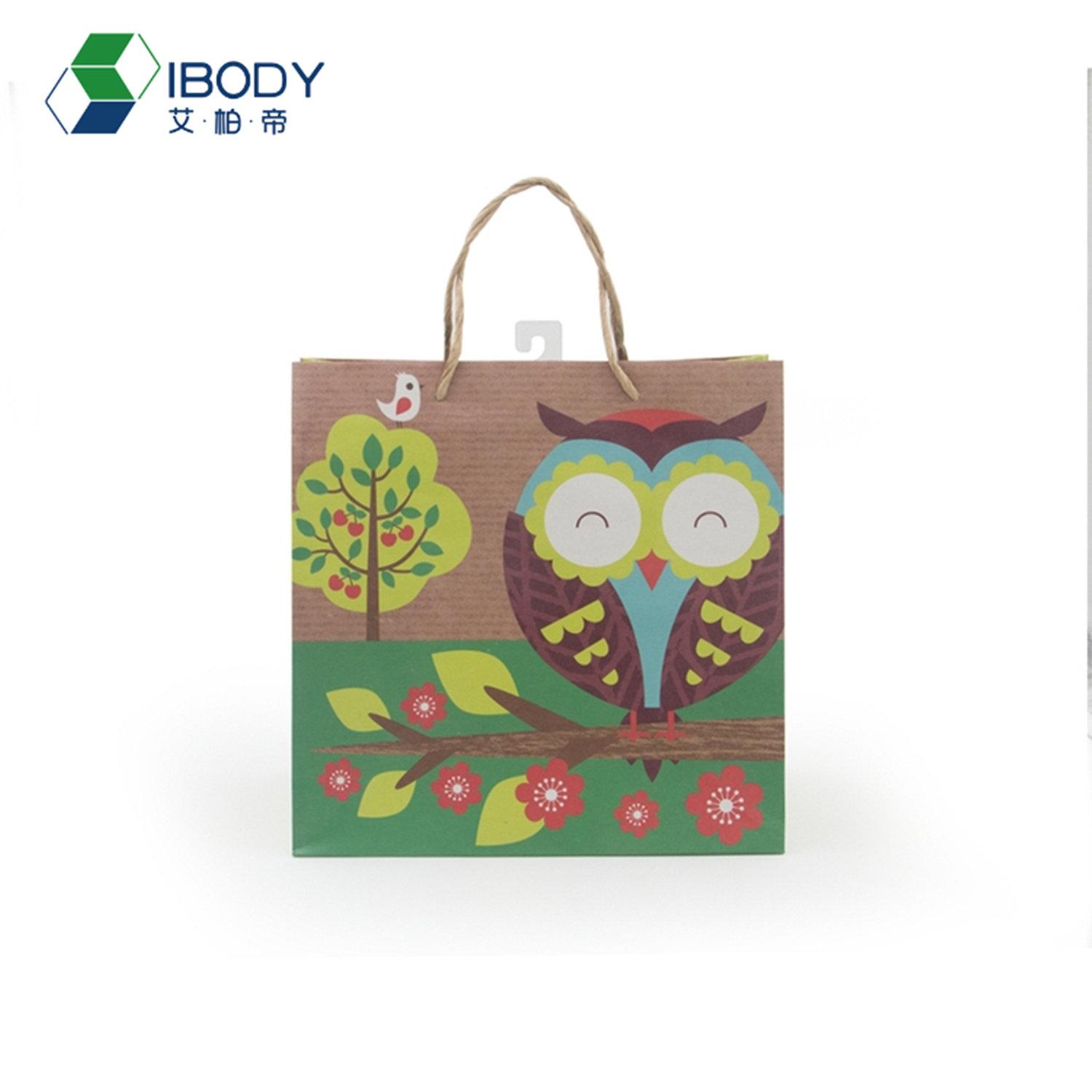 Custom logo printed recycle foldable Kraft shopping paper bag, cheap eco friendl 2