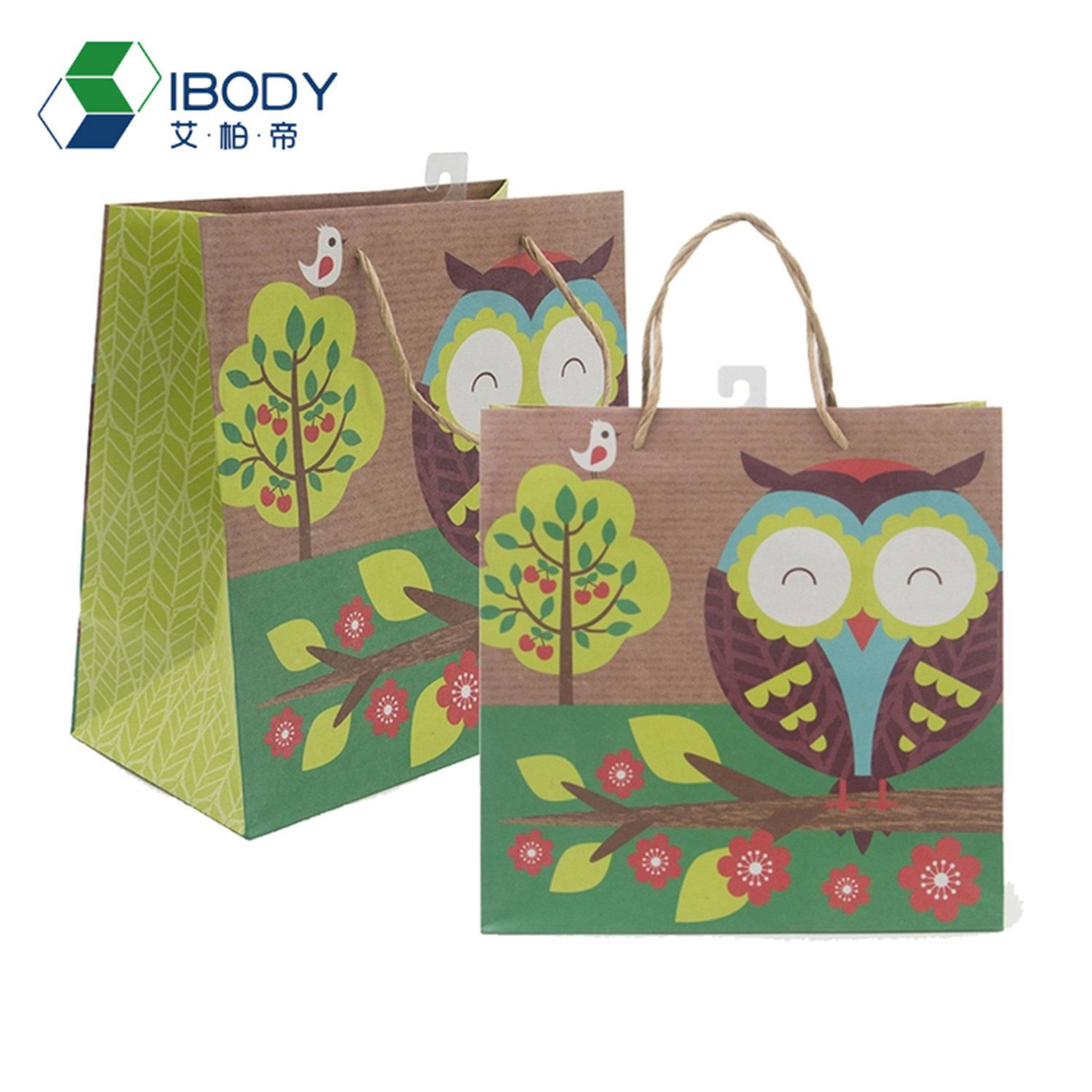 Custom logo printed recycle foldable Kraft shopping paper bag, cheap eco friendl 3