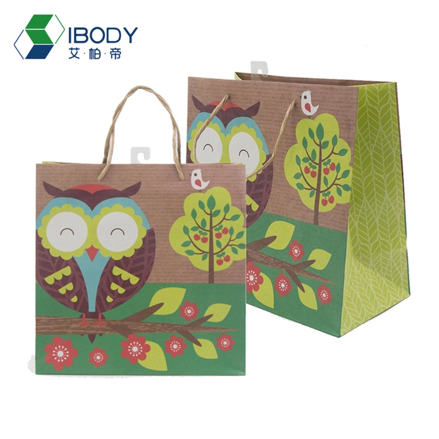 Custom logo printed recycle foldable Kraft shopping paper bag, cheap eco friendl 4