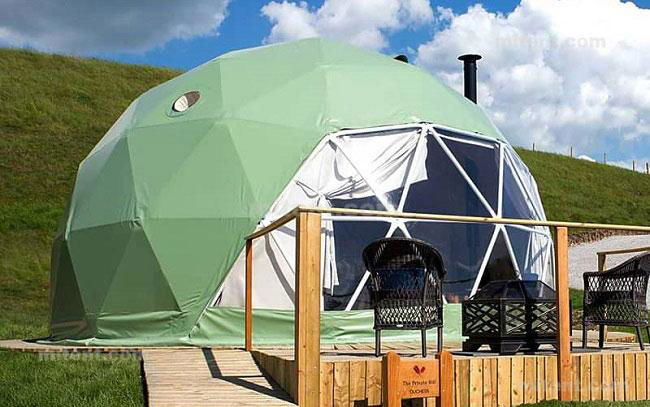 Dia.8meter Green Geodesic Dome Tent for Camping Hotel
