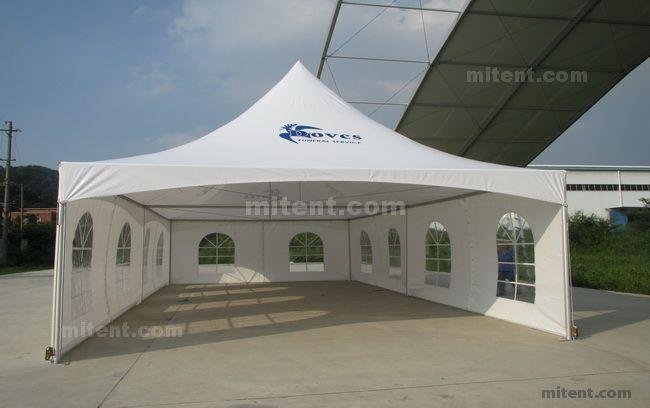 6x9m Two-Peak Tension Tent with Logo Printing for Product Launch Event