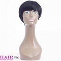 Machine Made Pixie Cut wigs black Short straight human hair wigs