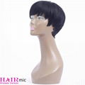 Machine Made Pixie Cut wigs black Short straight human hair wigs 2