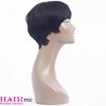 Machine Made Pixie Cut wigs black Short straight human hair wigs 3