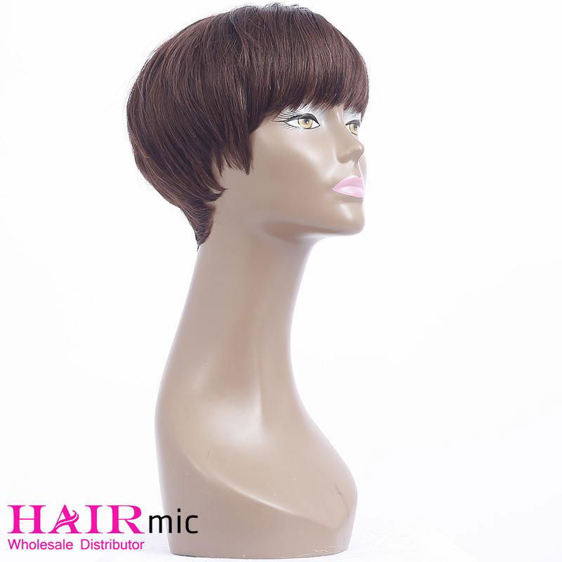 Machine Made Pixie Cut wigs black Short straight human hair wigs 5