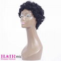 Short Curly Natural black Bouncy human hair Wig machine made 4