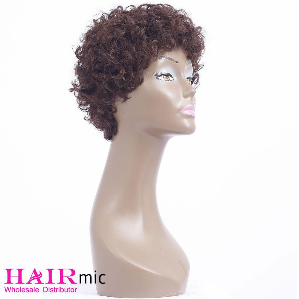 Short Curly Natural black Bouncy human hair Wig machine made 5