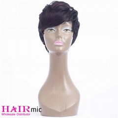 Short Straight Fashion wig with thick bangs human hair Wigs for Woman