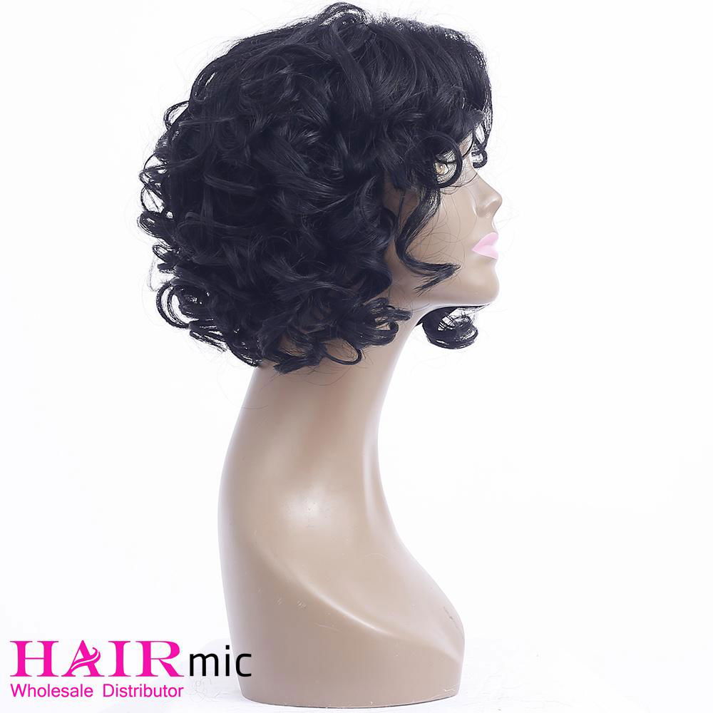 Short Curly human hair Wave Wig with bang Factory Wholesale Wig for Women 3