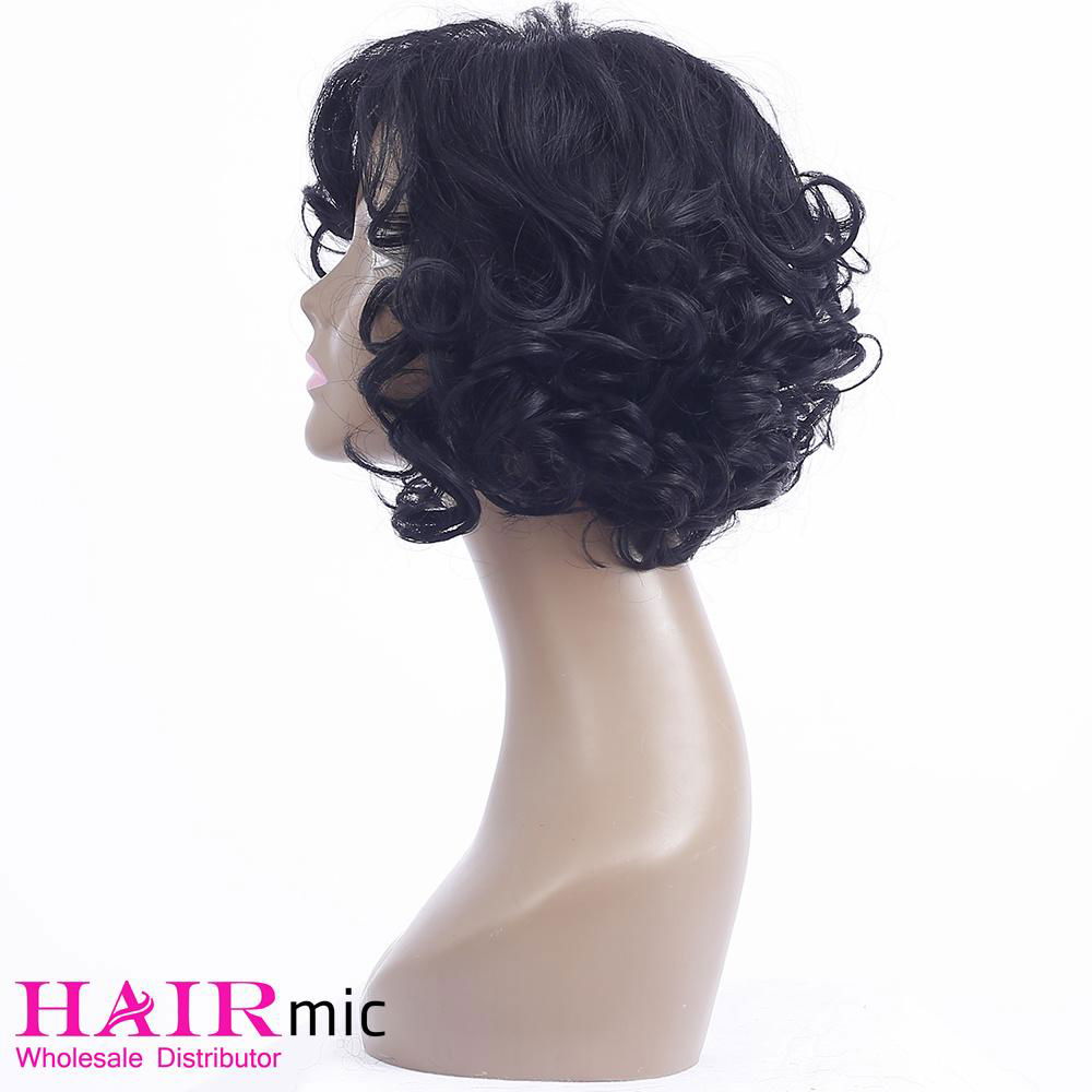 Short Curly human hair Wave Wig with bang Factory Wholesale Wig for Women 4