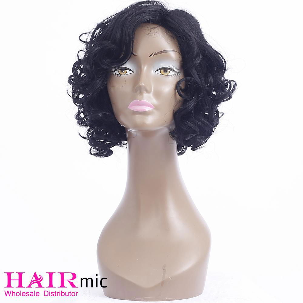 Short Curly human hair Wave Wig with bang Factory Wholesale Wig for Women 5