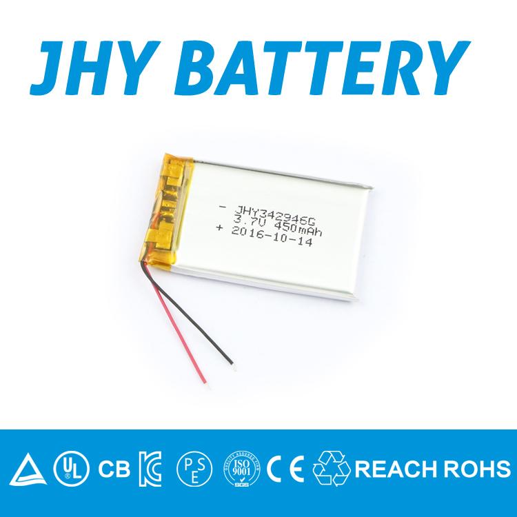 Smart meters 450mAh small size high capacity lithium ion polymer battery 3.7v 2