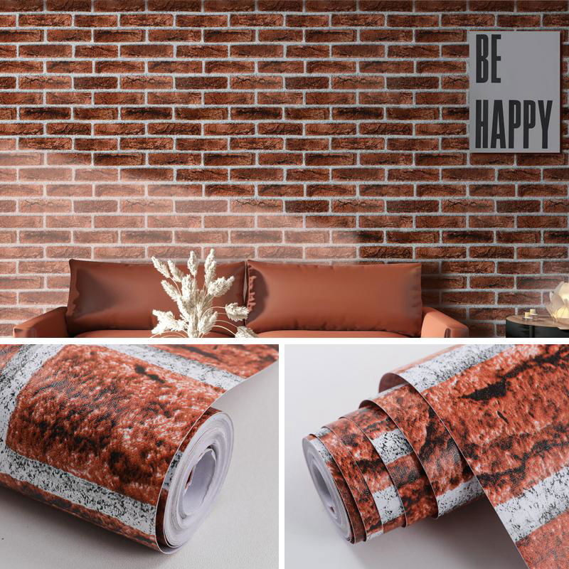 Waterproof 3d brick decoration PVC self-adhesive wallpaper
