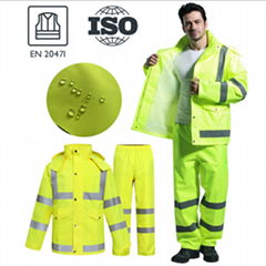 En20471 Hi-Vis Reflective Industry Waterproof Raincoat Rain Suit