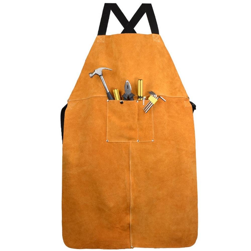 Flame Resistant Heat Insulated Cowhide Apron Genuine Leather Welding Apron 3